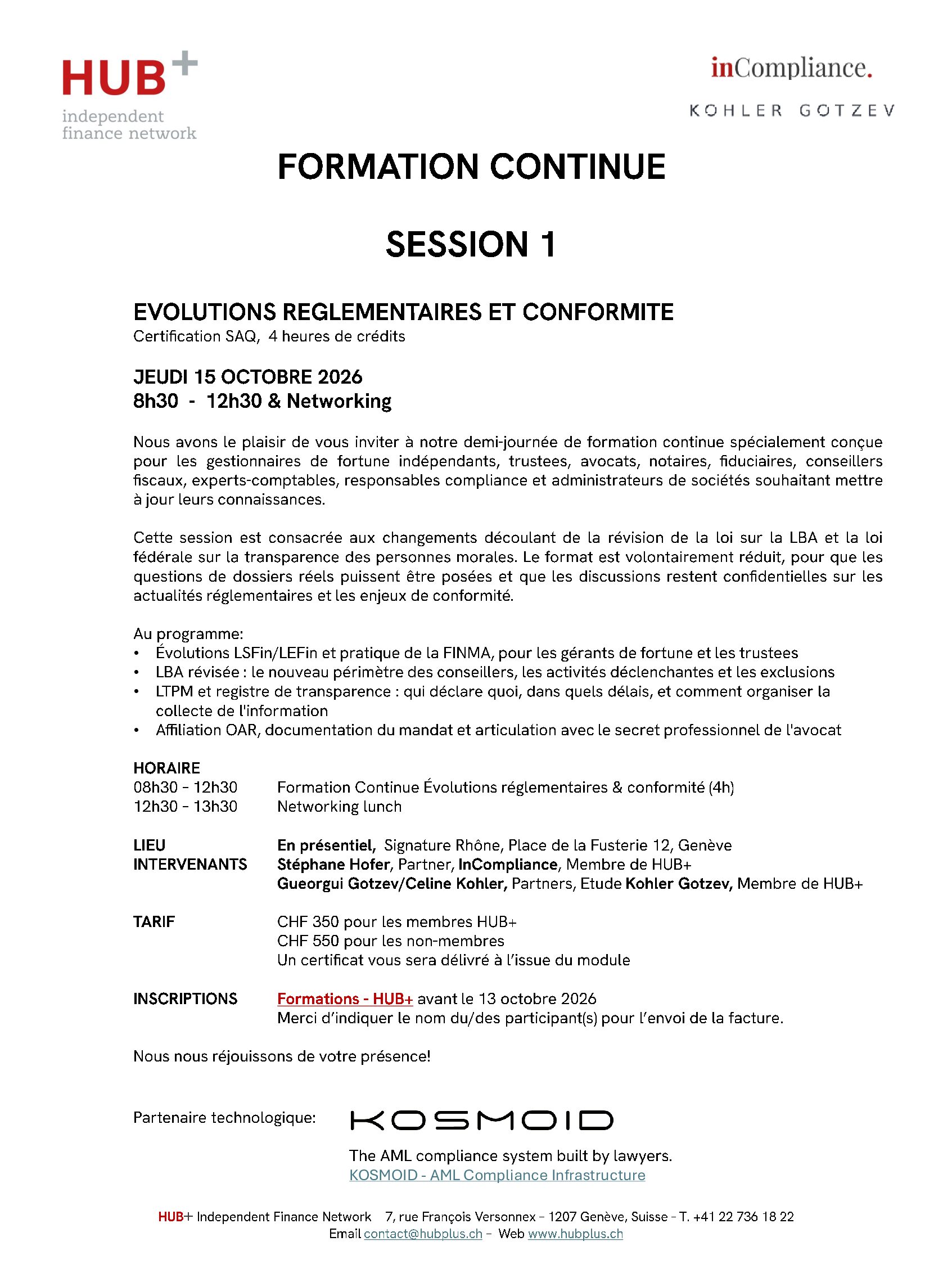 Formation Continue : Évolutions réglementaires & conformité