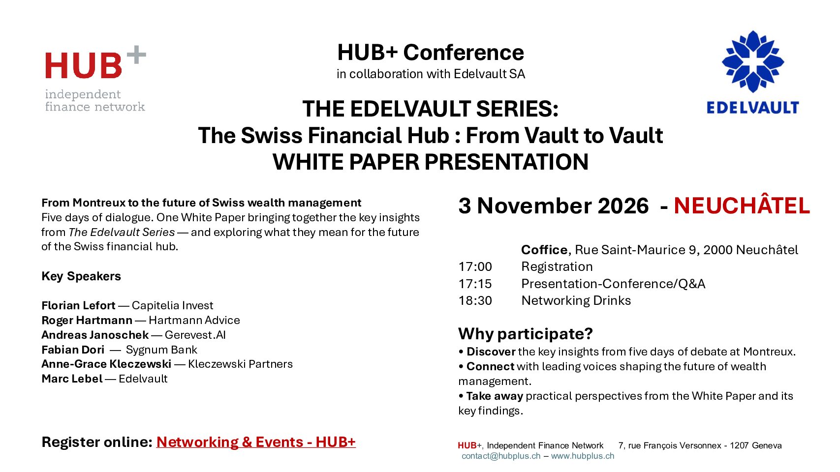 HUB+ Conference White Paper Presentation - NEUCHÂTEL