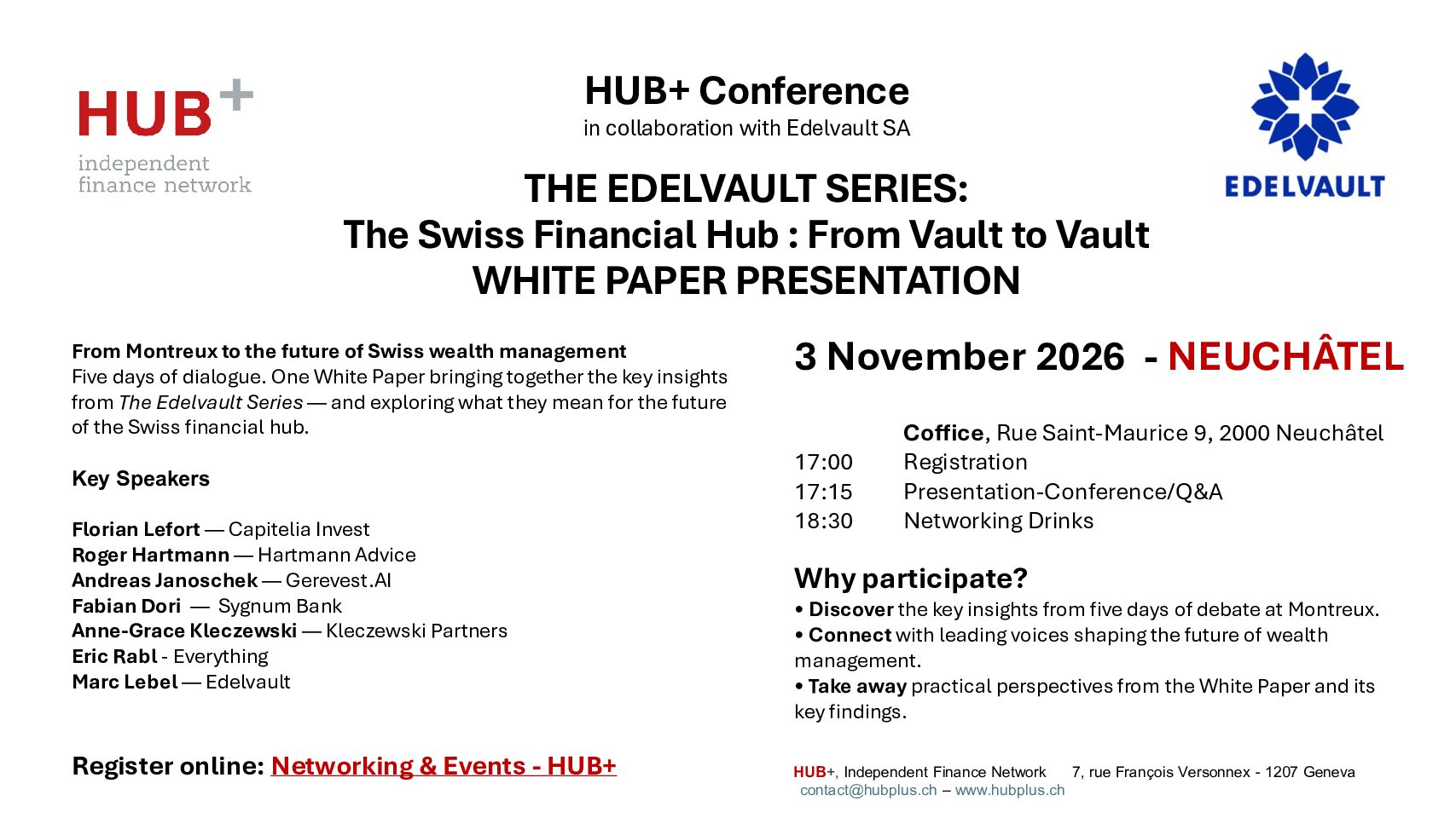 HUB+ Conference White Paper Presentation - NEUCHÂTEL